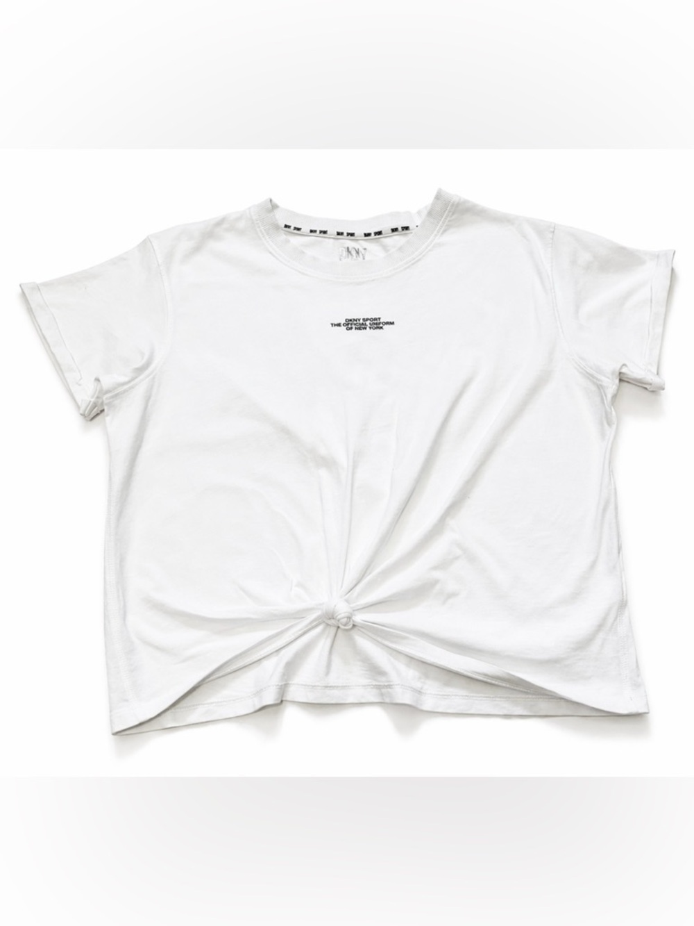 DKNY White Short Sleeve Knot Front Tee